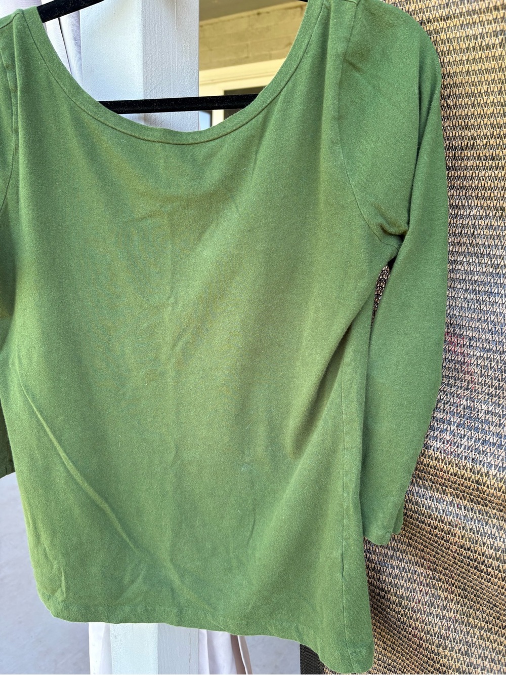 J. Crew Basil Green Scoop-Neck Long Sleeve Top